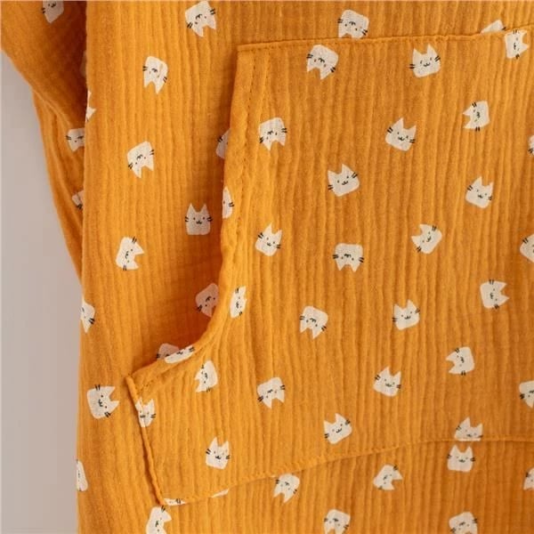 Ponço muslini për bebe, NEW BABY, Feeling Animal, 50 cm pa kapuç, gjerësi 59 cm, madhësia S, pambuk 100%, me kapuç dhe xhep, portokalli