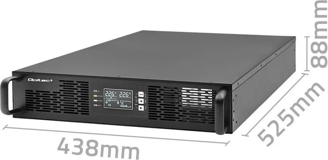 UPS Qoltec 1kVA 1000W, rack, LCD, online, e zezë