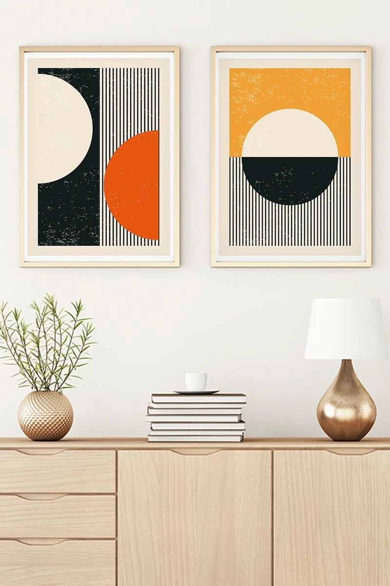 Piktura dekorative me kornizë MDF (2 copë), Wallity, Huhu18, 70x50cm