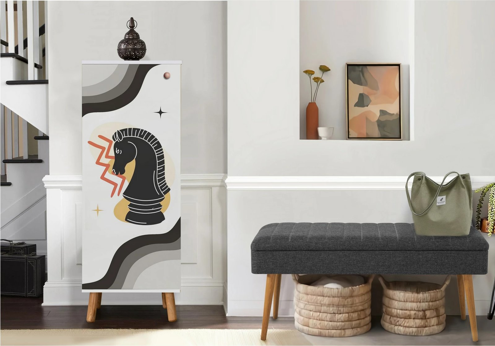 Set mobiljesh për korridor, ngjyrë e bardhë dhe antracit, Skye Decor, 952 - 1053