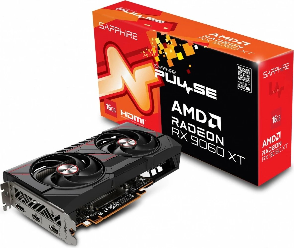 Kartelë grafike Sapphire Radeon RX 9060 XT PULSE, 16GB GDDR6, 128-bit, PCI-E 5.0, e zezë