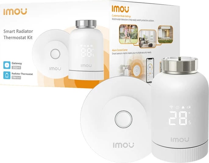 Set kokë termostatike smart IMOU KIT-TRV1-EU-2 me gateway ZigBee dhe 6 adaptera, Bardhë Set kokë termostatike smart IMOU KIT-TRV1-EU-2 me gateway ZigBee dhe 6 adaptera, Bardhë