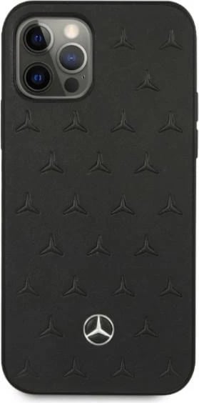 Mbështjellës Mercedes MEHCP12LPSQBK për iPhone 12 Pro Max 6.7", lëkurë, i zi