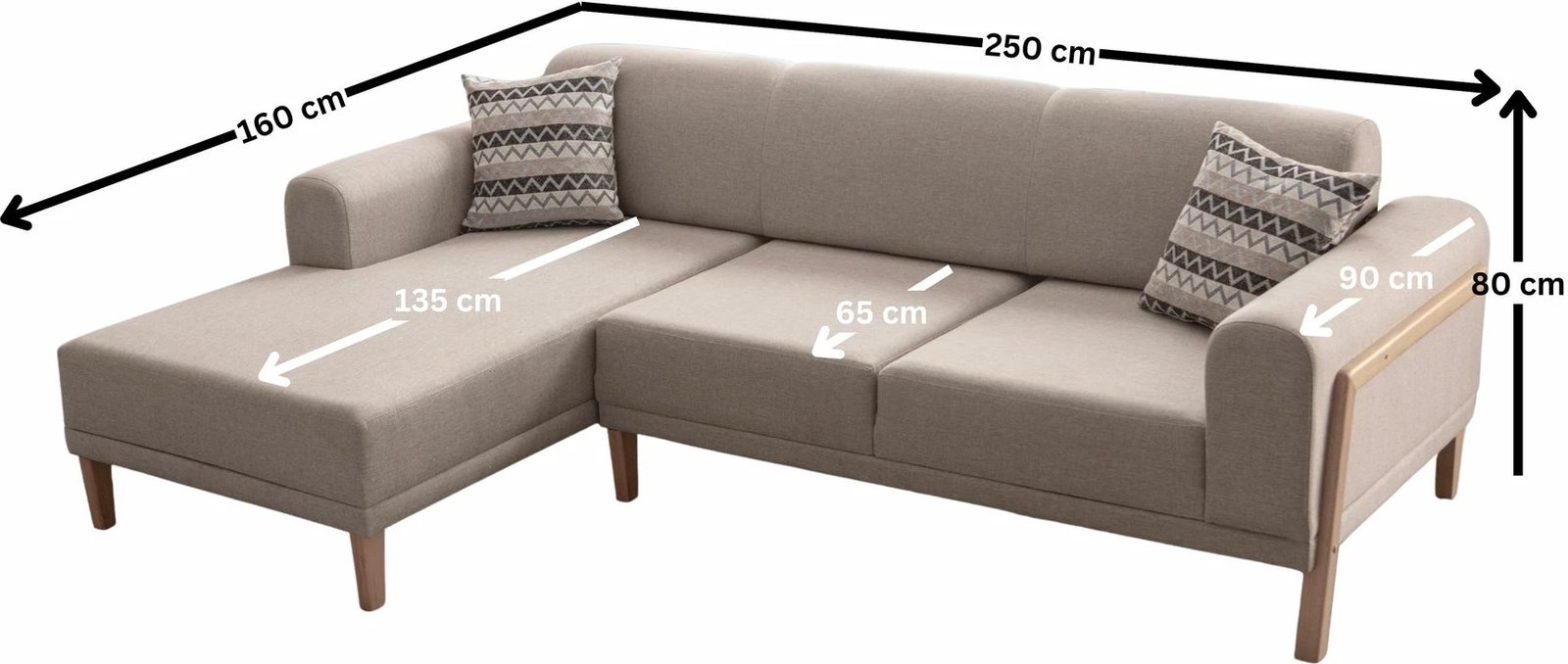 Kënd divani Atelier del Sofa, ngjyrë krem, Relax majtas