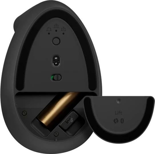 Maus vertikal ergonomik për dorën e majtë, Logitech, Lift (910-006474), wireless Bluetooth, butona anësorë, seri MX, grafit