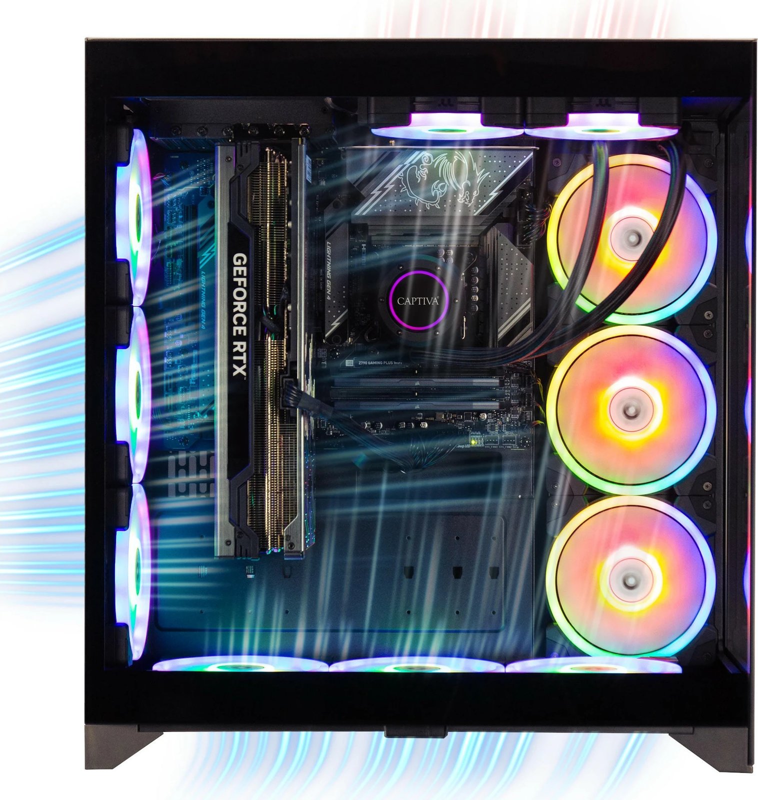 Kompjuter Captiva Ultimate R90-284, Ryzen 9 9900X3D, 128GB RAM, 4TB SSD, RTX5090, e zezë