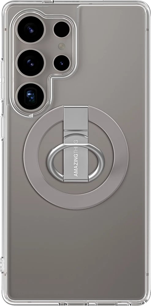 Mbështjellës AmazingThing Minimal Mag Case me unazë magnetike për Samsung Galaxy S25 Ultra, Transparent