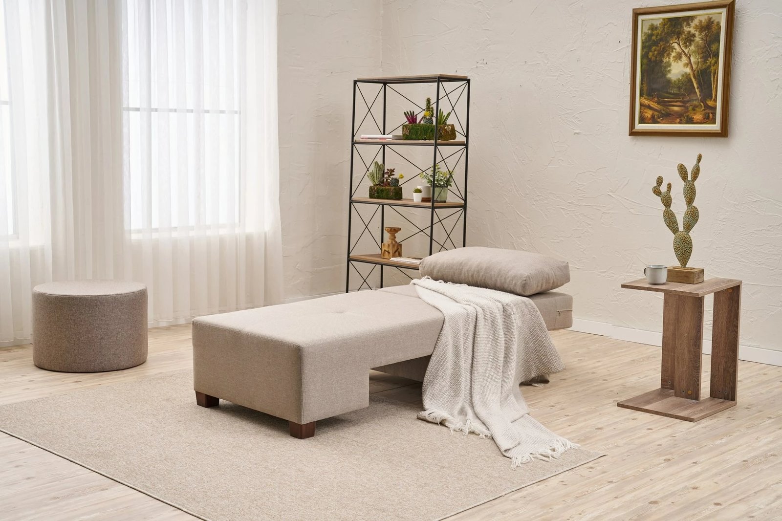Krevat-karrige një vendës Atelier del Sofa, liri Perenna, anë e majtë, krem