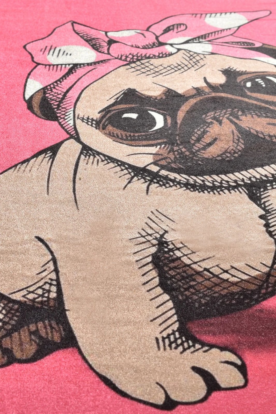 Tapet për banjo, Mijölnir, dizajn me qen Pug, rozë, 100 cm