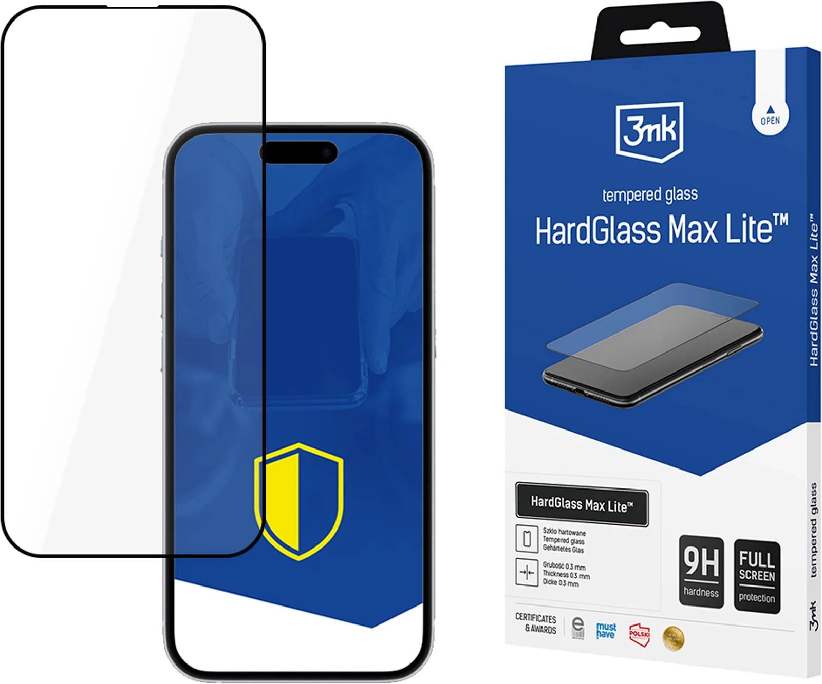 Xham mbrojtës 3mk HardGlass Max Lite për iPhone SE 4, 9H, Transparent