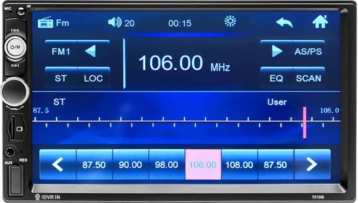 Monitor për veturë Podofo K0126, 7 inç, Mirror Link, Bluetooth, USB, FM, i zi