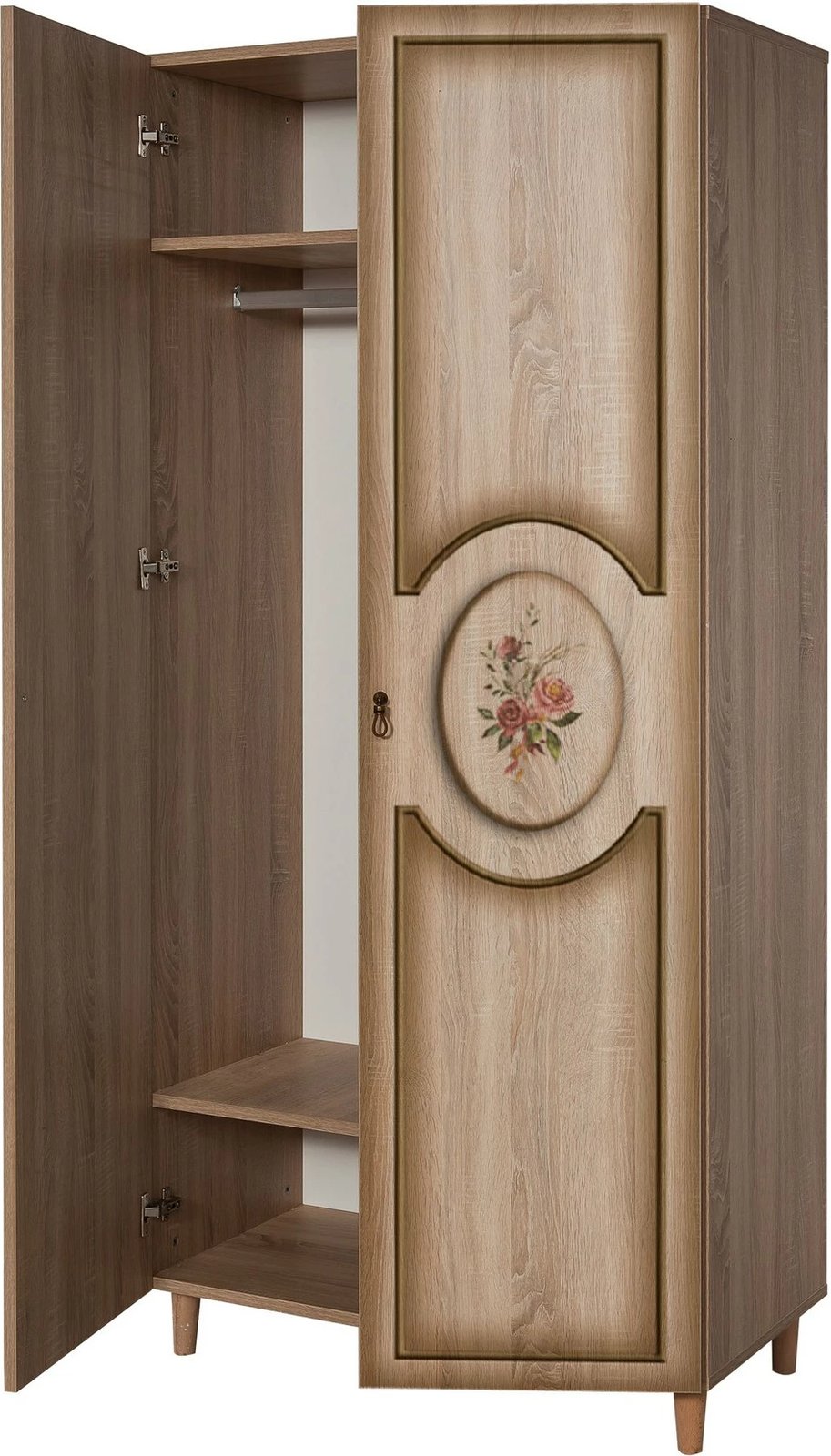 Dollap Hanah Home, stil modern, ngjyrë lisi sonoma, 90x192x52cm