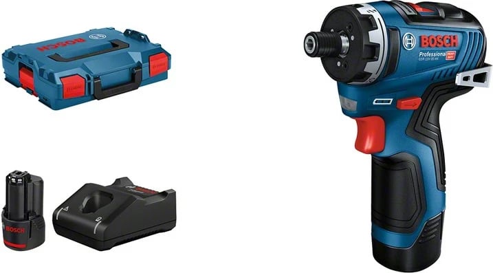 Kaçavidë elektrike Bosch GSR 12V-35, brushless, 3Ah, 12V, keyless, zi/blu/e kuqe