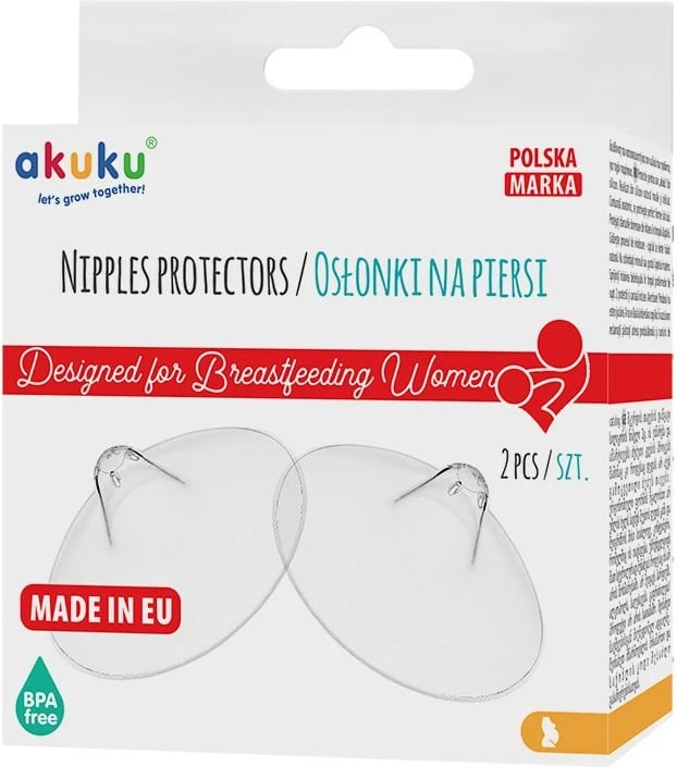 Mbrojtëse thithash, Akuku, silikon i butë, BPA-free, transparente, 2 copë