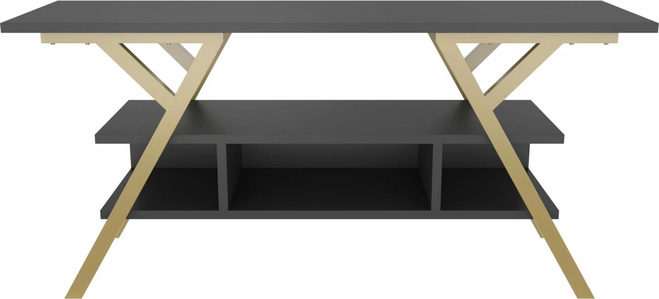 Komodinë TV Skye Decor, ngjyrë ari dhe antracit, Minerva