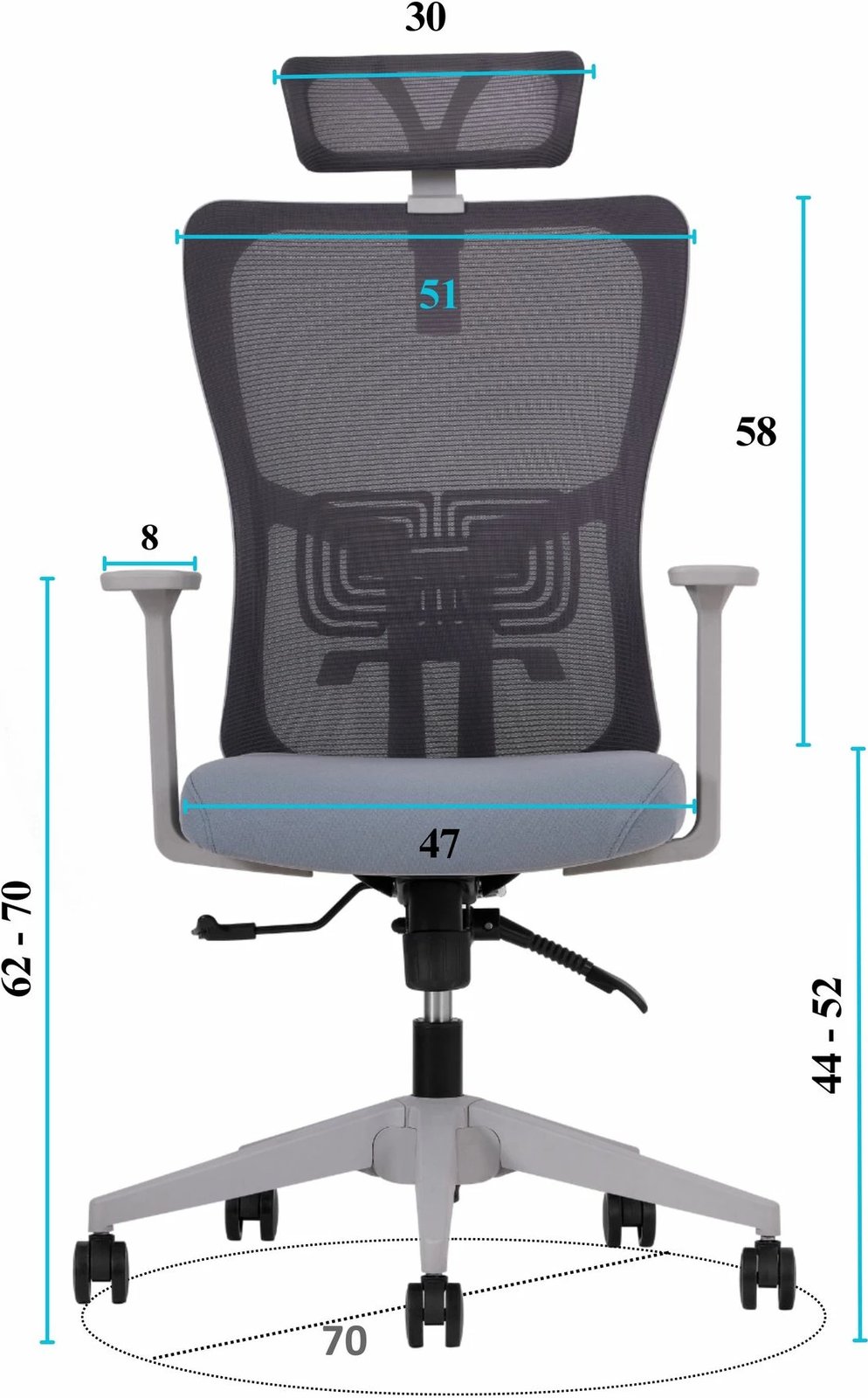 Karrige zyre ergonomike, ngjyrë gri, Skye Decor, 126 cm Karrige zyre ergonomike, ngjyrë gri, Skye Decor, 126 cm