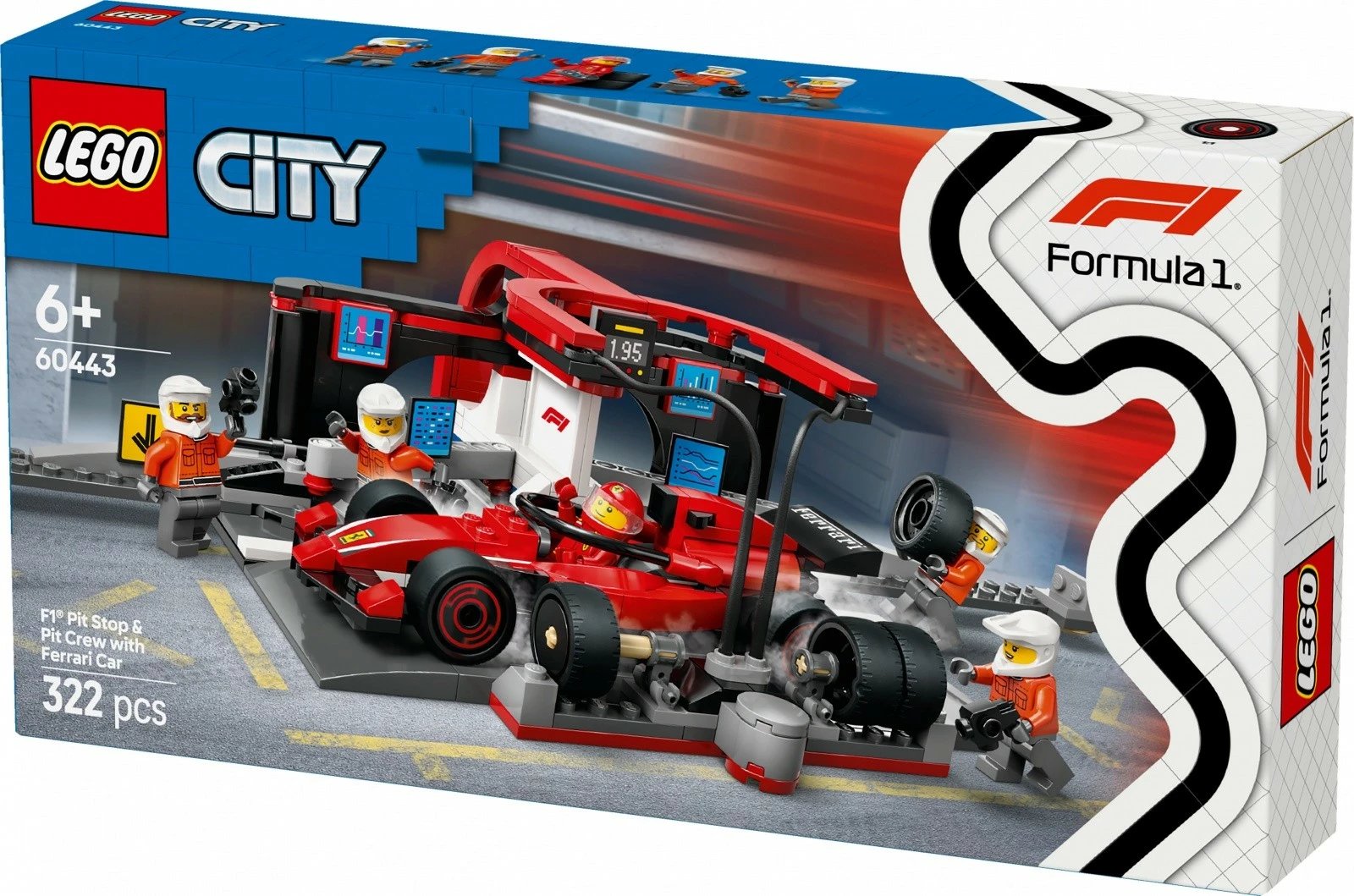 Set LEGO City F1 Pit Stop & Ferrari Race Team 60443, 322 pjesë