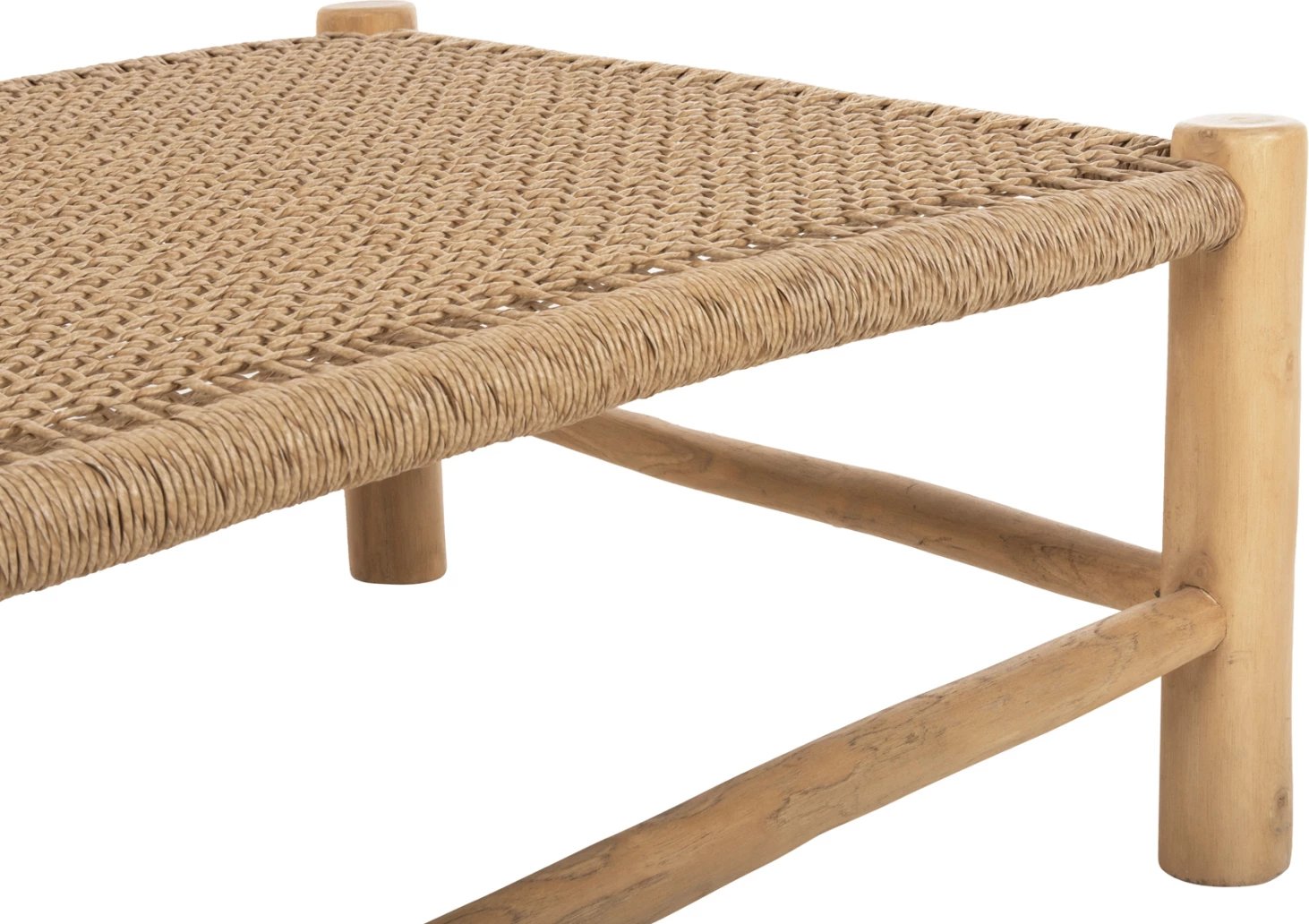 Tavolinë kafeje LONDER, dru teak-sintetik ratan, natyral, 119x79.5x41 cm