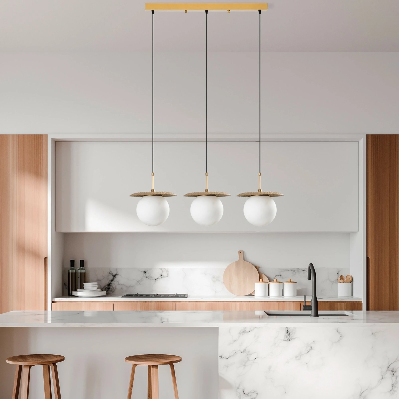 Llambë tavani Opviq, Anemon, ngjyrë ari, 3 drita