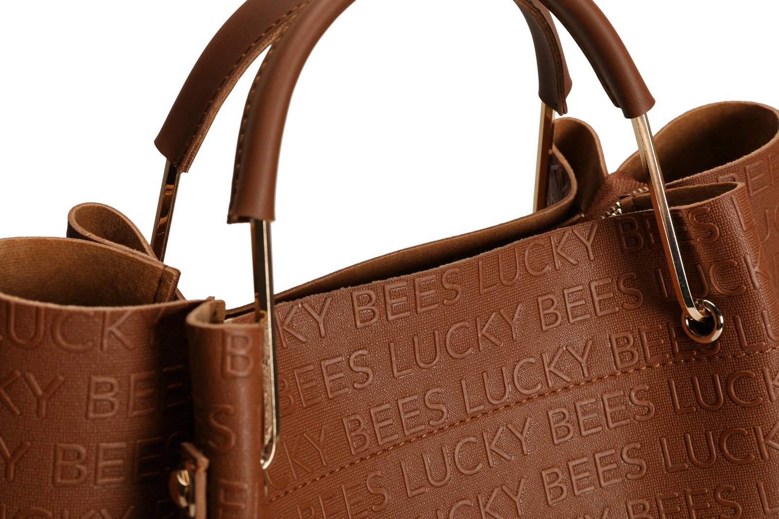 Çantë supi Lucky Bees, ngjyrë lëkure tan, set me dy pjesë