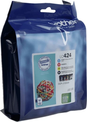 Kartush boje, Brother LC-424VAL, rendiment 750 faqe, multipak, e zezë, cyan, magenta, e verdhë