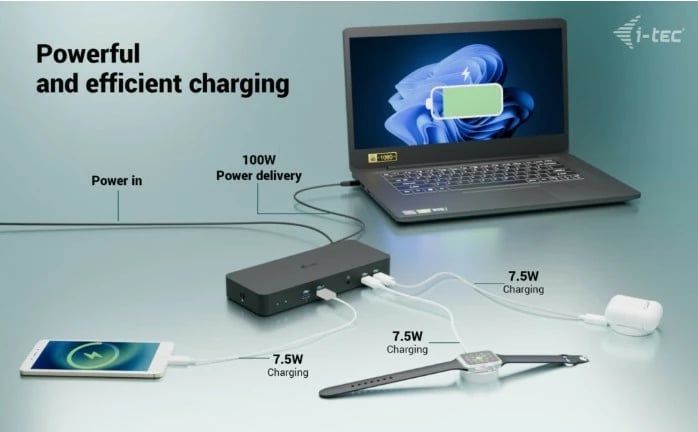 Kasë portesh i-tec C31INTGTRI4KDOCPD, 100W, e zezë