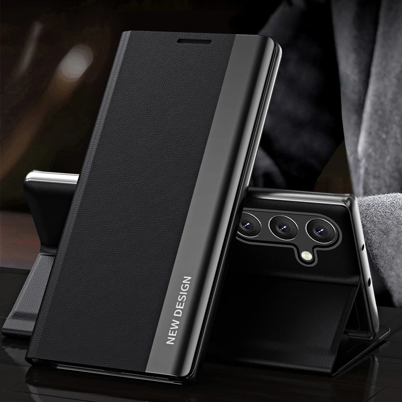 Mbështjellës Hurtel Sleep Case Pro për Samsung Galaxy S25+, e zezë