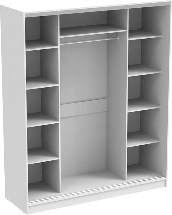 Dollap rrëshqitës me pasqyrë, ngjyrë e bardhë, 180x60x220cm