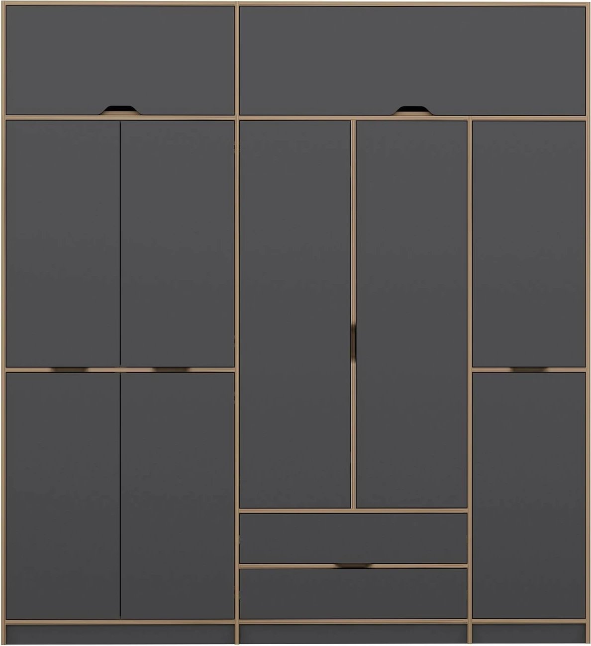 Dollap rrobash Skye Decor, Elina, anthracite-dore, 232x253x52cm