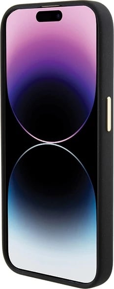 Mbështjellës Guess Silicone Logo Strass 4G për iPhone 15 Pro Max, zi