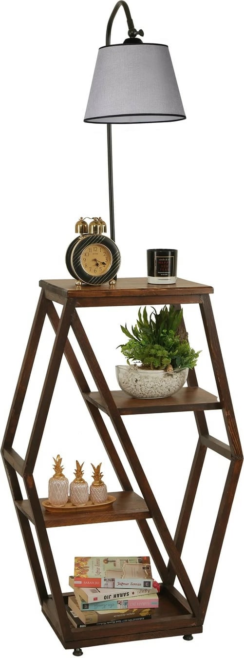 Llambë dyshemeje Opviq, gri, me mbajtëse librash, 8525-4