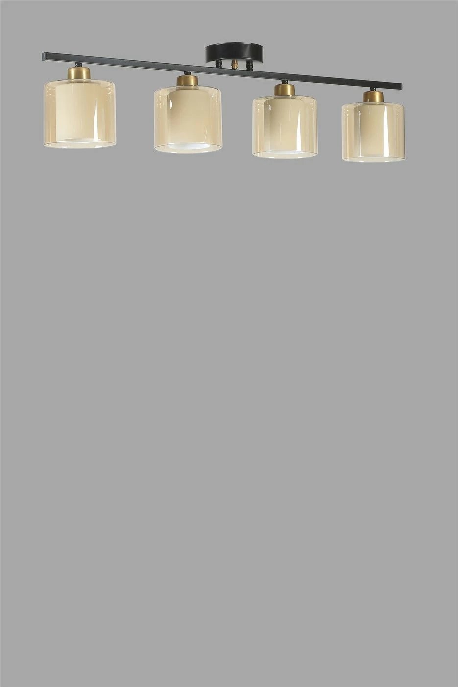 Llambë tavani Opviq Yeni Nomi, 4 drita, ngjyrë e zezë dhe qelq bal