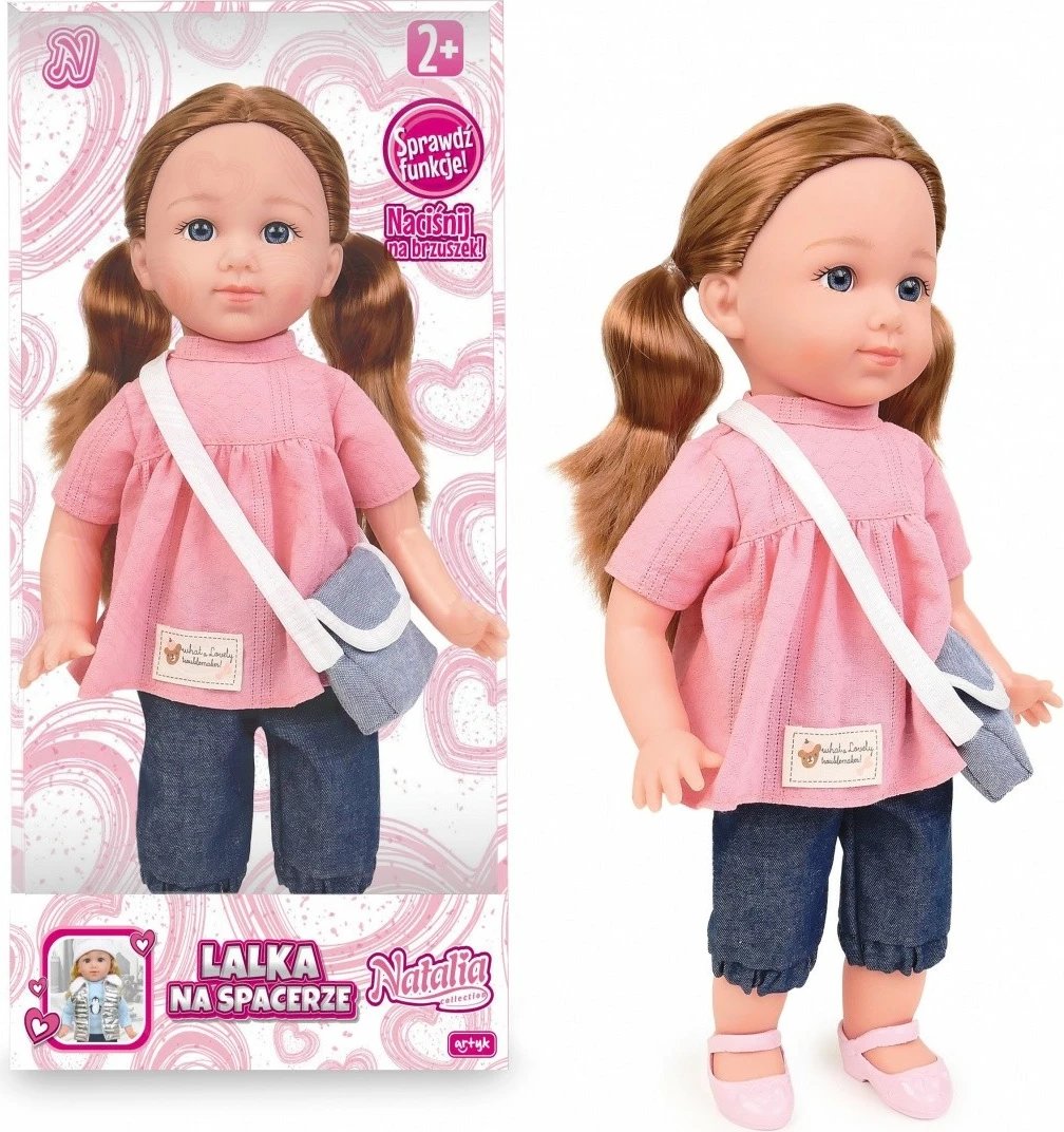 Kukull funksionale, Natalia (Artyk), 185656, 36 cm, me zë dhe këngë, me tunikë, rozë