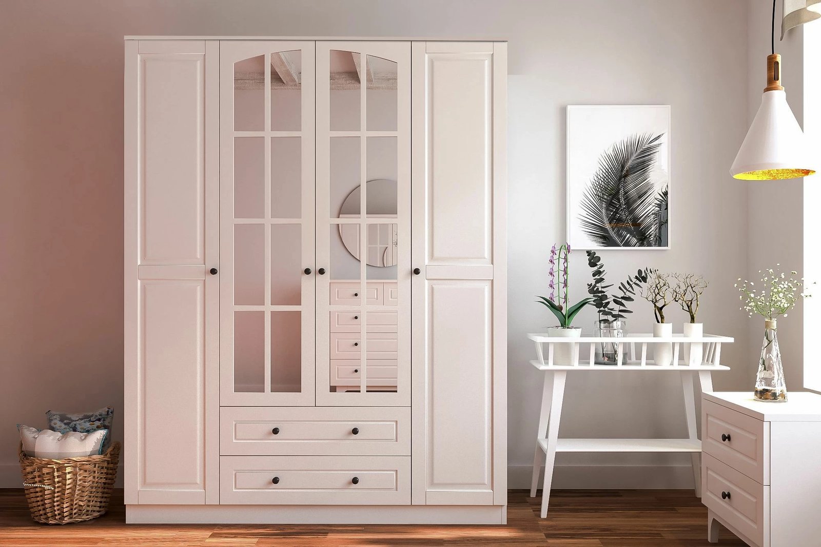 Dollap rrobash Skye Decor, ngjyrë e bardhë mat, RB-013