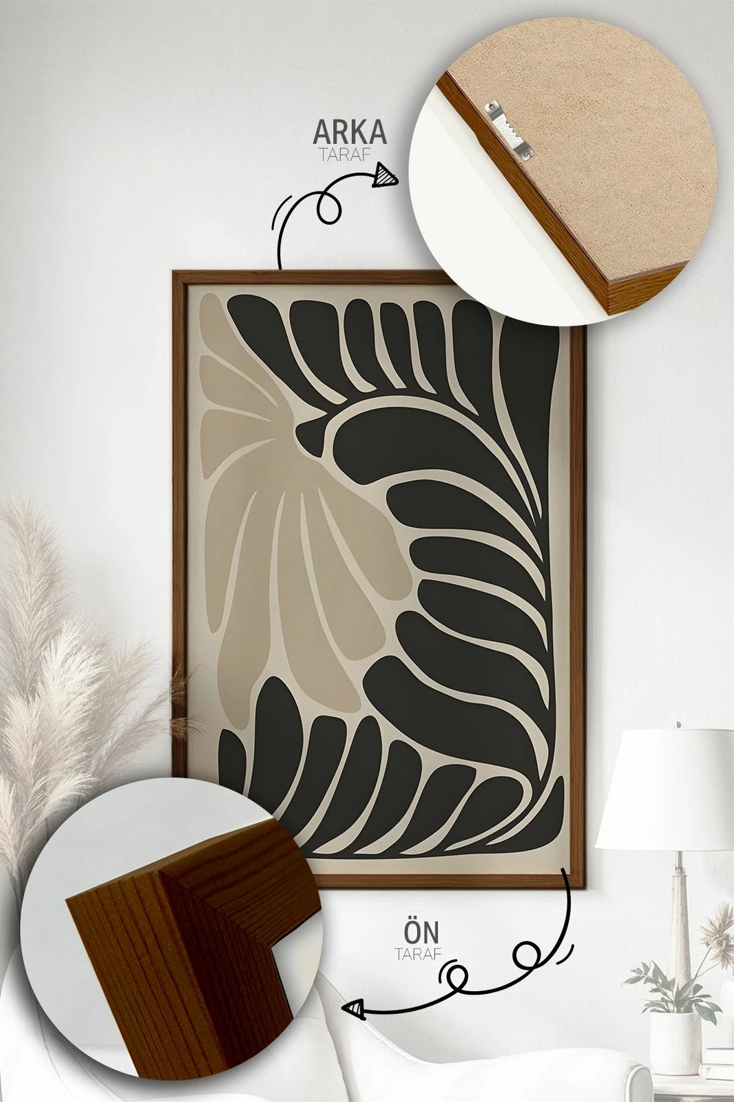 Set pikturash dekorative me kornizë (3 copë), Wallity, Artvmodel32-Kahve