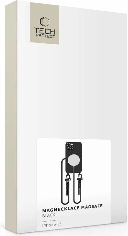 Mbështjellës Tech-Protect Magnecklace për iPhone 14/14 Plus, MagSafe, i zi, me litar