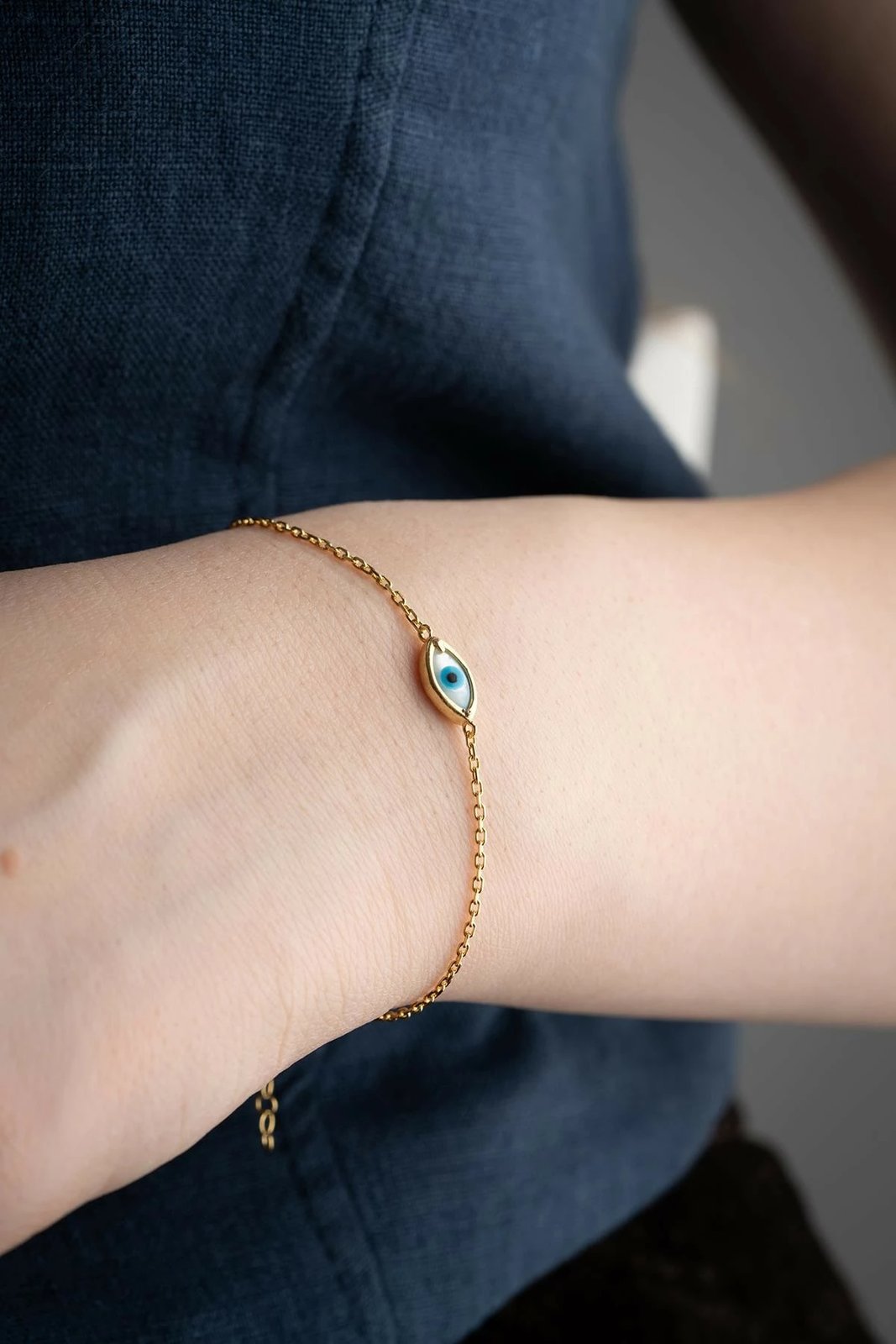 Byzylyk argjendi Jumeon, ngjyrë ari, gur zirkoni blu, NRZ999434