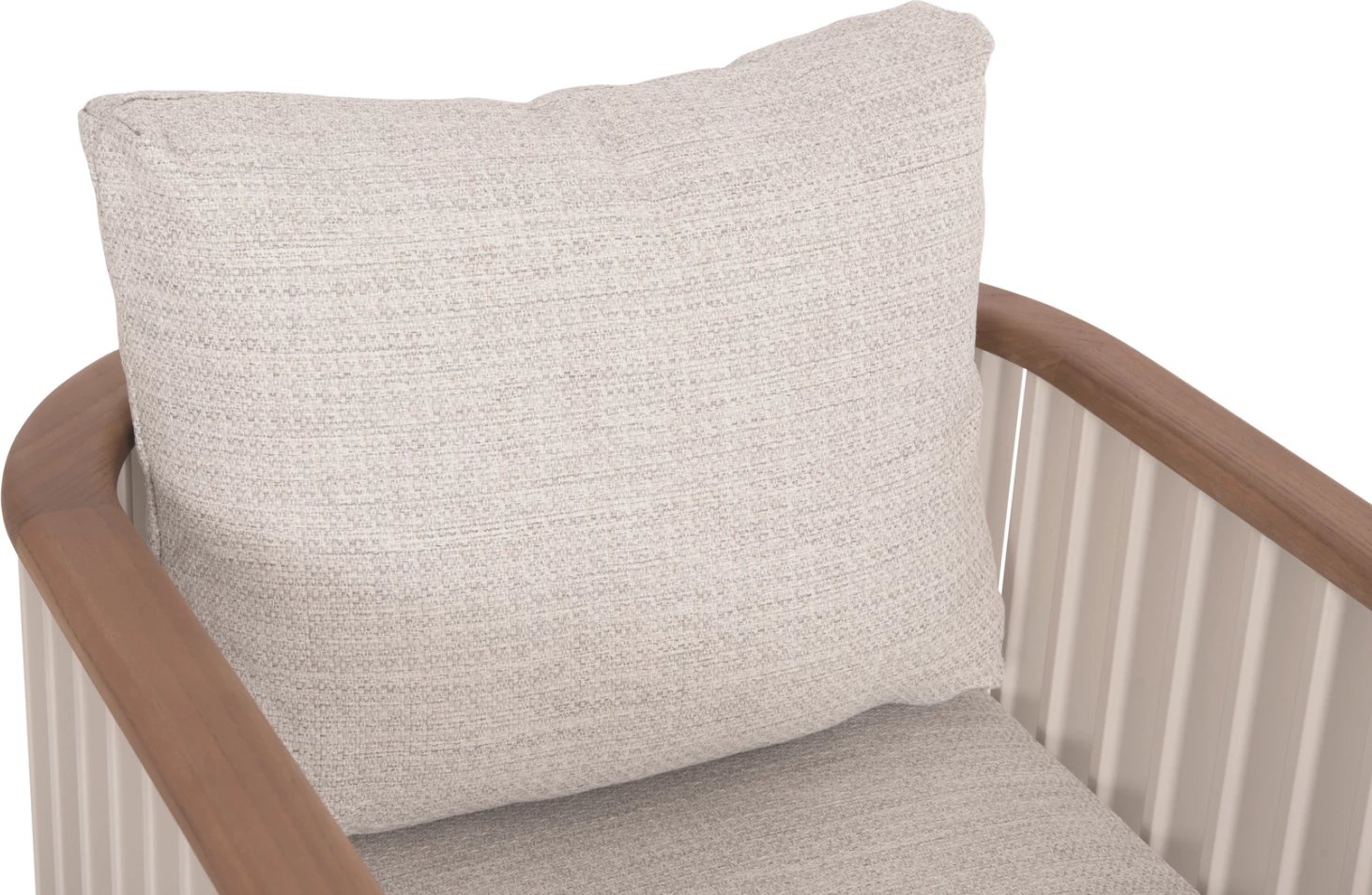 Karrige alumini për jashtë, seri ETERNITY, ngjyrë fildishi, jastëkë bezhë, 65x72x84cm