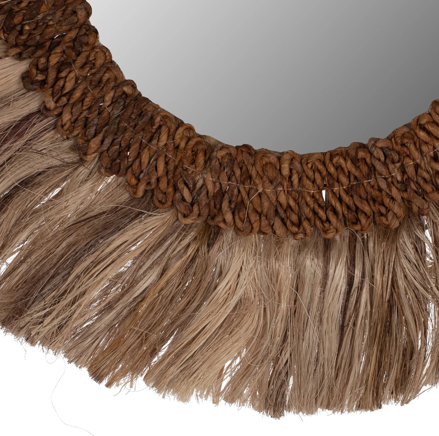 Pasqyrë rrethore me kornizë prej fibrash abaka, ngjyrë natyrale, 60x4,5x60 cm, FH7731