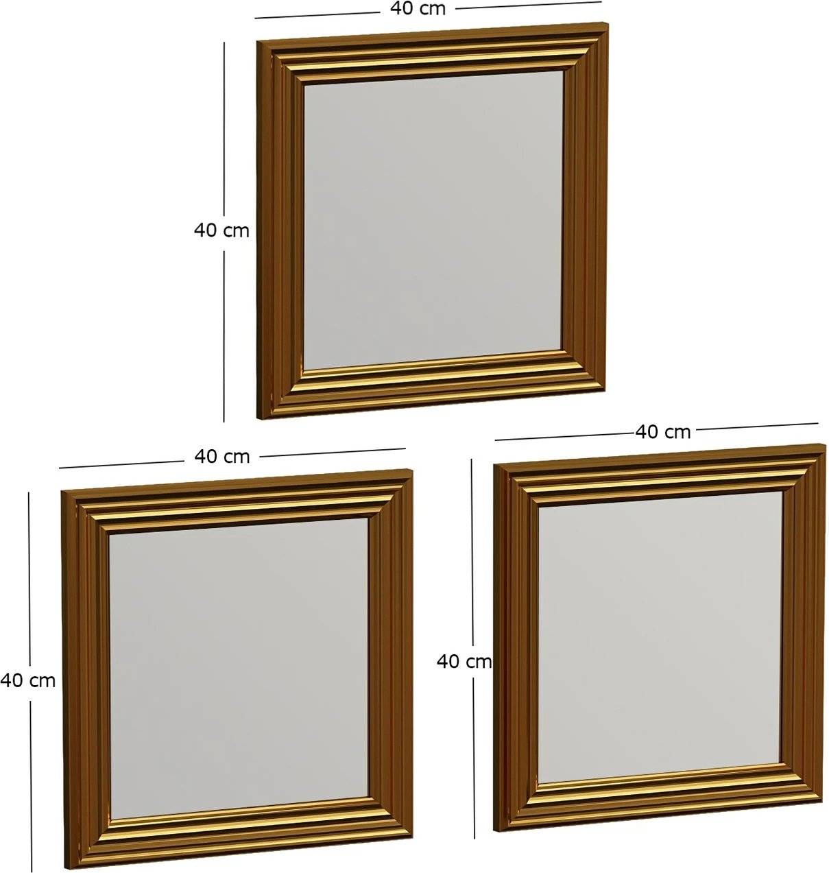 Set pasqyrash (3 copë), Hanah Home Otto, ngjyrë ari