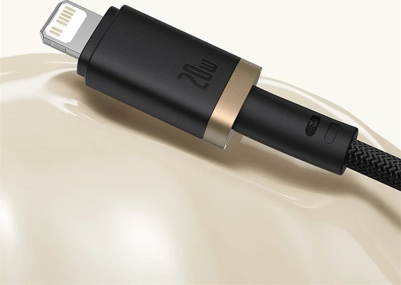 Kabllo karikimi e shpejtë Baseus Dura Type C për iP, 20 W, 2 m, E zezë, Ari
