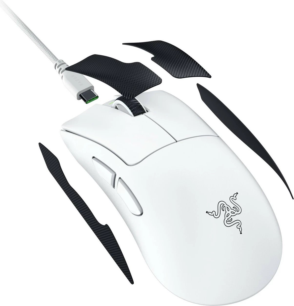 Maus Razer DeathAdder V4 Pro, wireless & USB-C, 45K DPI, 6 taste, i bardhë