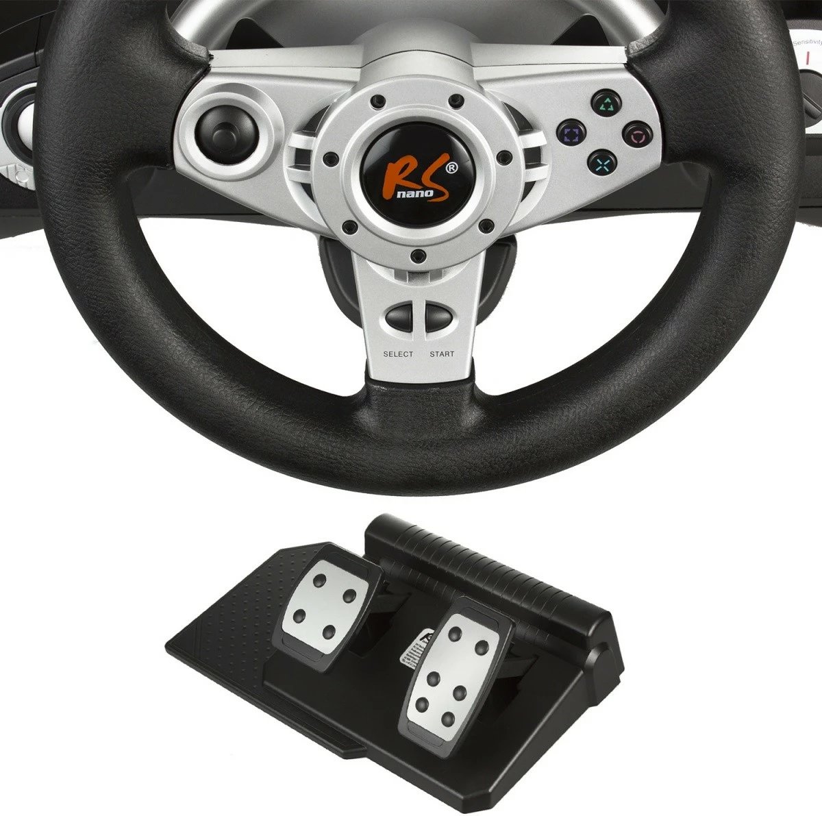 Timon gaming Audiocore NanoRS RS700 me pedale dhe levë marshe, për PS4, PS3, Xbox One, PC, Switch, Android, i zi