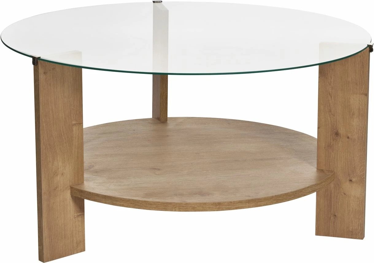 Tavolinë kafeje Nordure, Clara, ngjyrë lis safir, xham transparent
