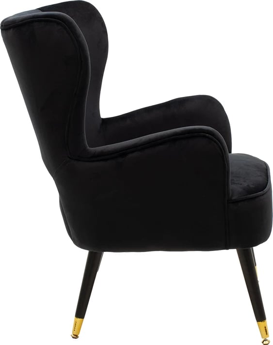Fotel Lark në kadife të zezë 65x74x90cm