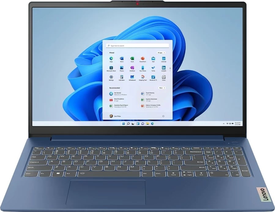 Laptop Lenovo IdeaPad Slim 3, 15.6", Intel Core i5 i5-12450H, 16 GB RAM, 512 GB SSD, Blu