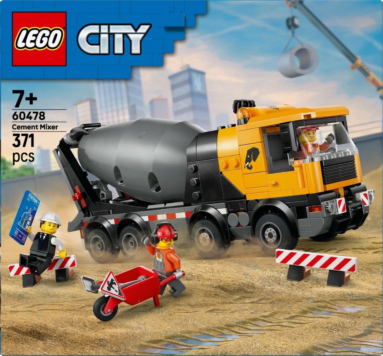 Set lodrash ndërtimi LEGO City 60478 mikser betoni, 371 pjesë, 7+ vjeç