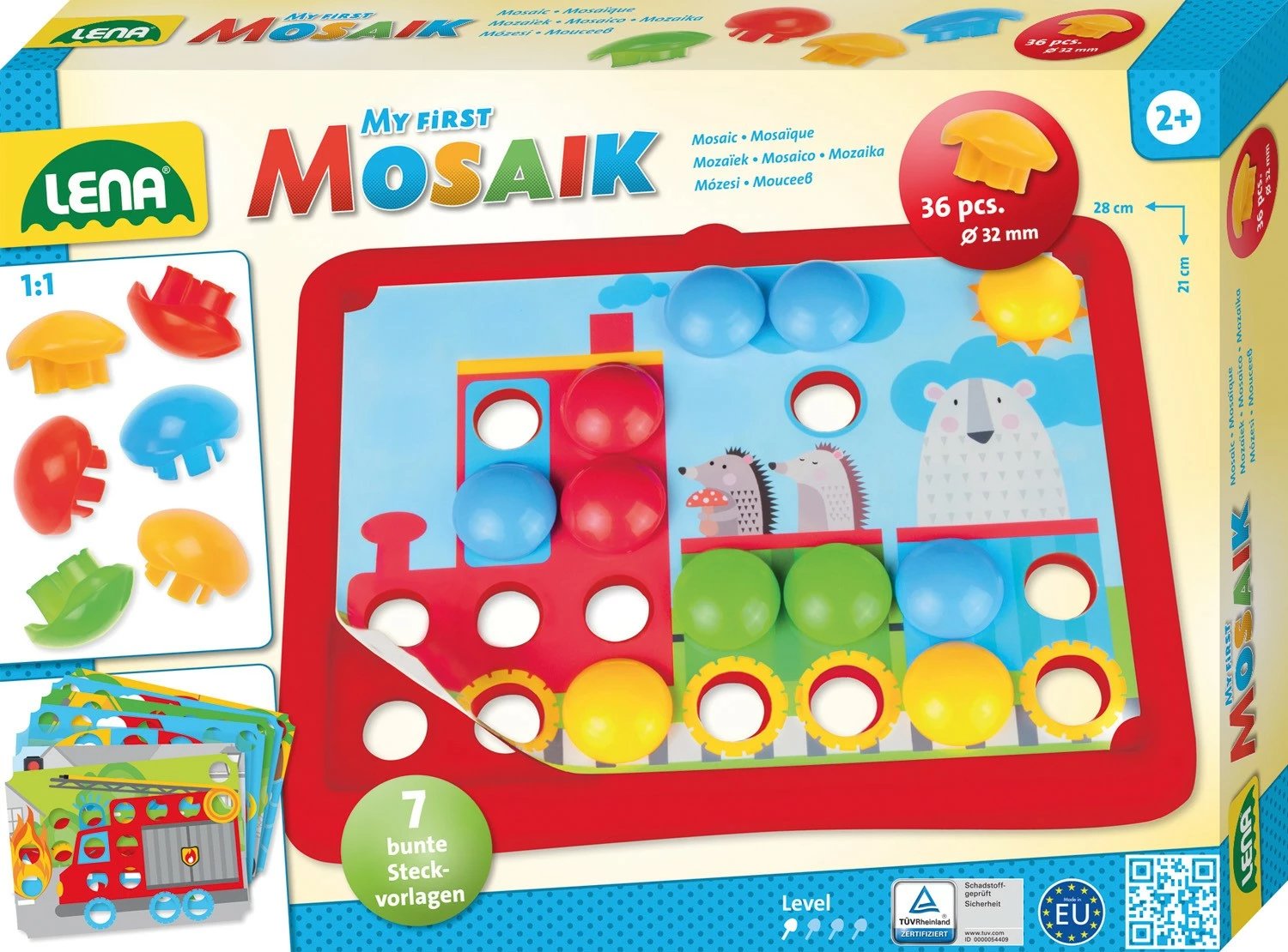 Set mozaiku Lena My First Mosaic Vehicles, shumëngjyrësh, për fëmijë mbi 2 vjeç