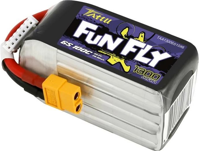Bateri Tattu Funfly 1300mAh 22,2V 100C 6S1P XT60