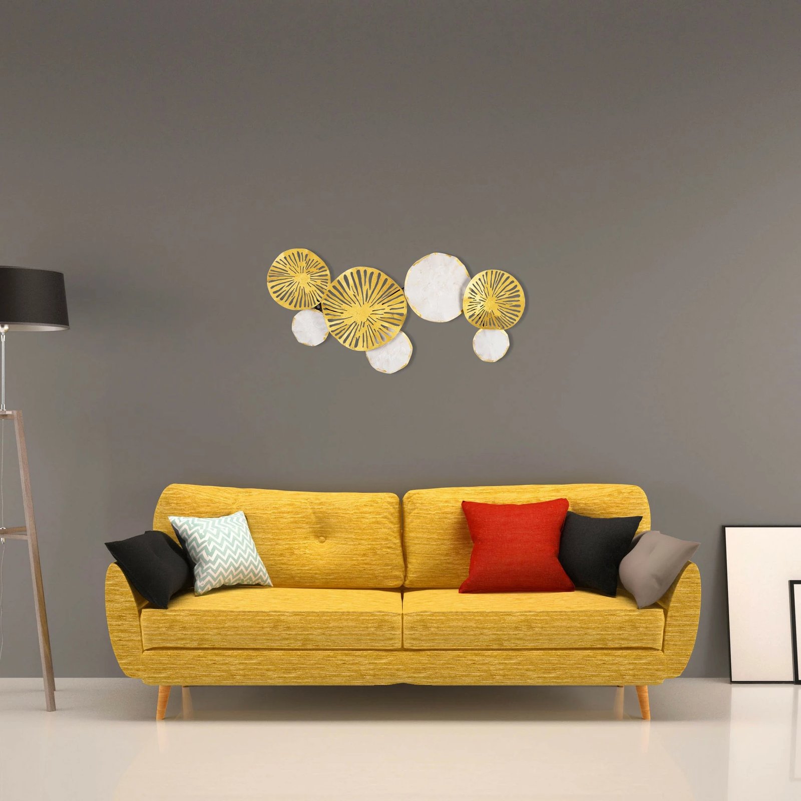 Aksesor dekorativ metalik për mur, Wallity, Samuray, shumëngjyrësh, 74x38cm